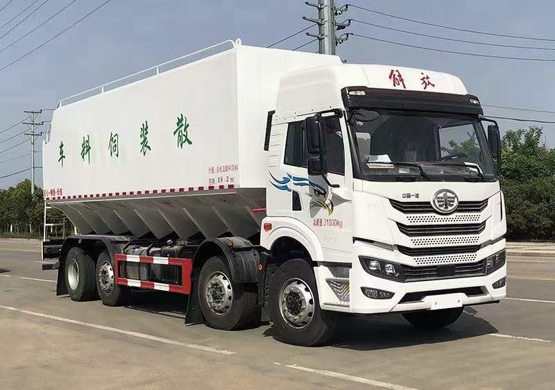 解放悍V前四后六国六散装饲料运输车实拍图片